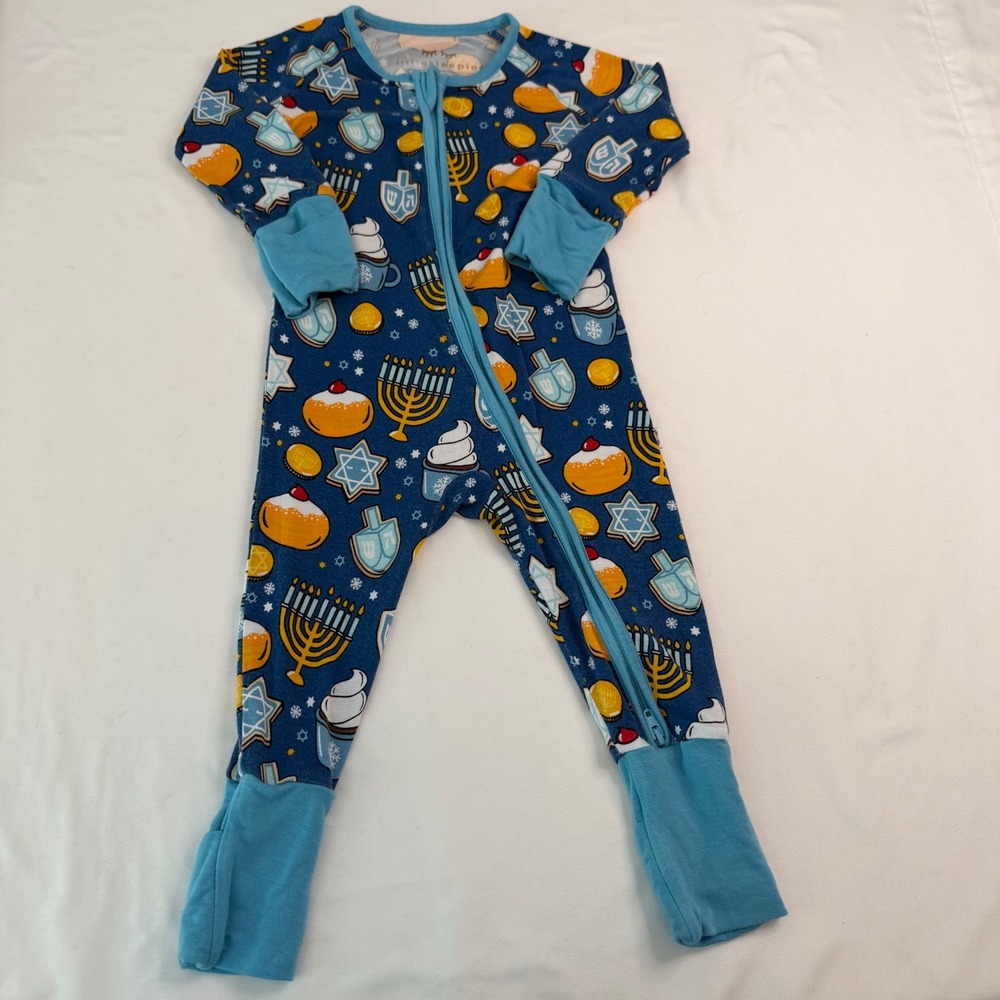 Little Sleepies Hanukkah Zippy Bamboo Viscose Sleeper Blue 3-6 Months